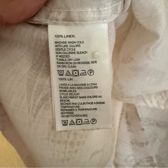 Tommy Bahama Cream Button Down linen Shirt - Picture 4 of 7